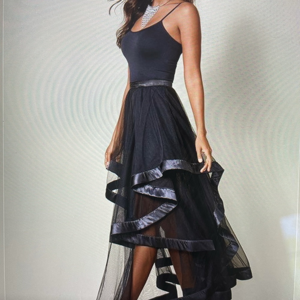 Venus black sheer overlay mini skirt formal size 4